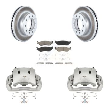 Front Brake Caliper Coat Rotor And Ceramic Pad Kit For Ford F-450 Super Duty F-550 CF500 KCG-100581C