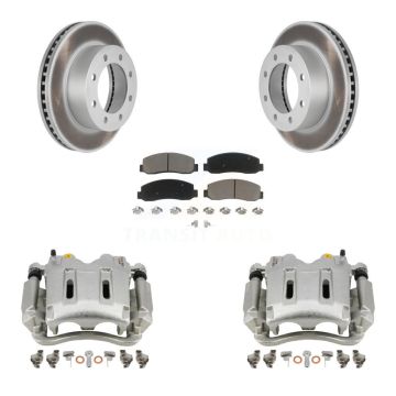 Front Disc Brake Caliper Coat Rotors And Ceramic Pad Kit For Ford F-250 Super Duty F-350 KCG-100582C