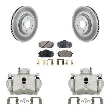 Front Disc Brake Caliper Coated Rotors And Semi-Metallic Pads Kit For Hyundai Sonata KCG-100582P