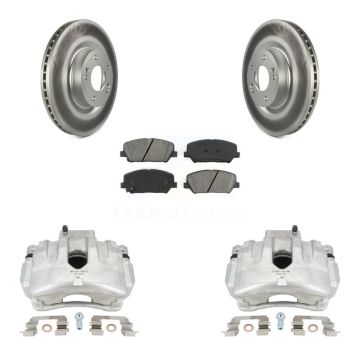 Front Disc Brake Caliper Coat Rotors And Semi-Metallic Pad Kit For Hyundai Genesis Coupe KCG-100582S