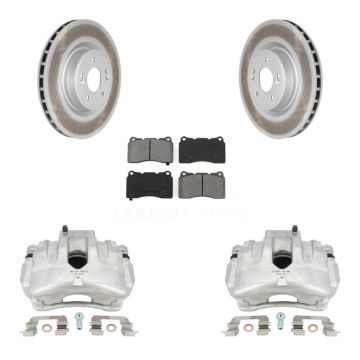 Front Disc Brake Caliper Coat Rotors And Semi-Metallic Pad Kit For Hyundai Genesis Coupe KCG-100583S