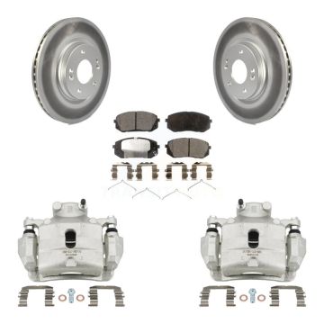 Front Disc Brake Caliper Coat Rotors Semi-Metallic Pad Kit For Hyundai Sonata Kia Optima KCG-100586P
