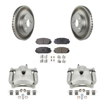 Front Disc Brake Caliper Coated Rotors And Ceramic Pads Kit For Toyota Yaris KCG-100587T
