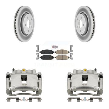Front Disc Brake Caliper Coat Rotors & Ceramic Pad Kit For Jeep Grand Cherokee Commander KCG-100588N