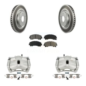 Front Disc Brake Caliper Coated Rotors And Semi-Metallic Pads Kit For Nissan Rogue KCG-100588S