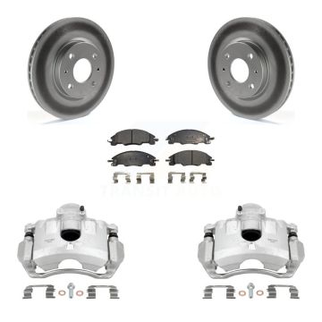 Front Disc Brake Caliper Coated Rotors And Ceramic Pads Kit For Ford Focus KCG-100588T