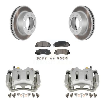 Front Disc Brake Caliper Coat Rotors Ceramic Pad Kit For Ford F-350 Super Duty F-250 4WD KCG-100589T