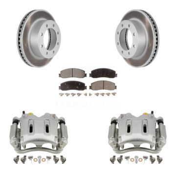 Front Disc Brake Caliper Coat Rotors Ceramic Pad Kit For Ford F-250 Super Duty F-350 4WD KCG-100590T