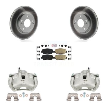 Front Disc Brake Caliper Coated Rotors And Ceramic Pads Kit For 2012 Hyundai Veloster KCG-100591N