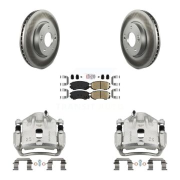 Front Disc Brake Caliper Coated Rotors And Ceramic Pads Kit For Kia Soul Optima Magentis KCG-100593N