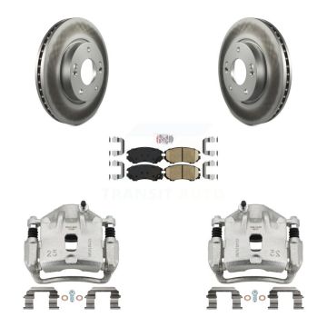 Front Disc Brake Caliper Coated Rotors And Ceramic Pads Kit For Kia Soul Optima Magentis KCG-100594N