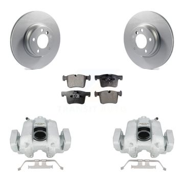 Front Disc Brake Caliper Coated Rotors And Semi-Metallic Pads Kit For BMW 330e KCG-100595P