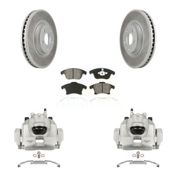 Front Brake Caliper Coat Rotors & Semi-Metallic Pad Kit For Ford Police Responder Hybrid KCG-100597S
