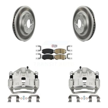 Front Disc Brake Caliper Coated Rotors And Ceramic Pads Kit For 2010-2011 Kia Soul 2.0L KCG-100598N
