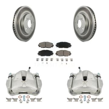 Front Disc Brake Caliper Coated Rotors And Ceramic Pads Kit For 2014-2015 Toyota RAV4 LE KCG-100601C