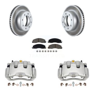 Front Disc Brake Caliper Coat Rotors Ceramic Pad Kit For 2012 Ram 1500 With 8 Lug Wheels KCG-100604C
