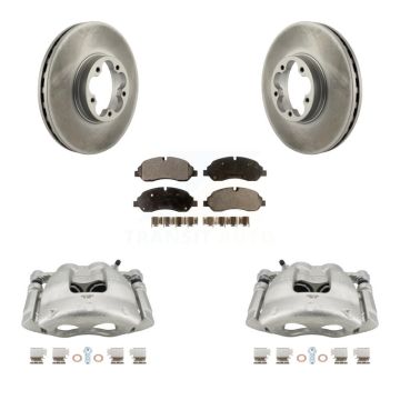 Front Disc Brake Caliper Coated Rotors And Semi-Metallic Pad Kit For Ford Transit-350 HD KCG-100605P