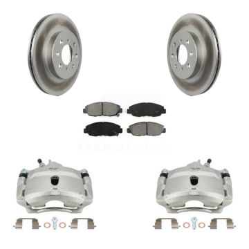 Front Disc Brake Caliper Coated Rotors And Semi-Metallic Pads Kit For Honda Civic KCG-100606S