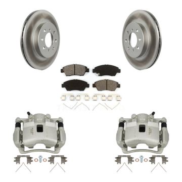 Front Disc Brake Caliper Coated Rotors And Semi-Metallic Pads Kit For Honda Civic KCG-100607S