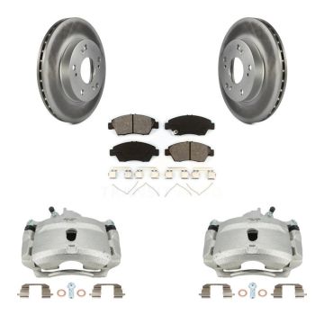 Front Brake Caliper Coat Rotors Semi-Metallic Pad Kit For 04-05 Honda Civic Si with 1.7L KCG-100609S