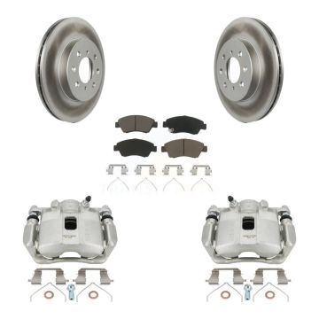 Front Disc Brake Caliper Coated Rotors And Ceramic Pads Kit For Honda Fit KCG-100611C