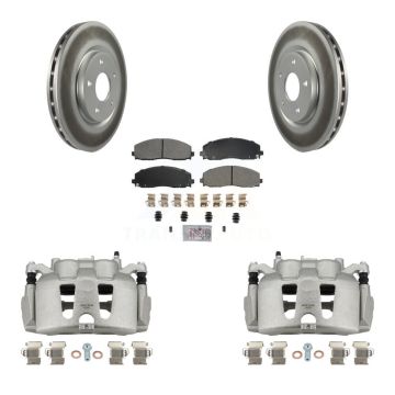 Front Disc Brake Caliper Coat Rotors & Semi-Metallic Pad Kit For 2014-2020 Dodge Journey KCG-100611N