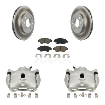 Front Disc Brake Caliper Coated Rotor And Ceramic Pad Kit For 2014 Honda Fit LX Sport DX KCG-100613C