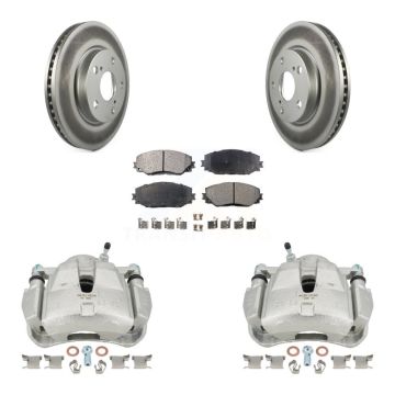 Front Disc Brake Caliper Coated Rotors And Ceramic Pads Kit For 2014-2015 Toyota RAV4 LE KCG-100613T