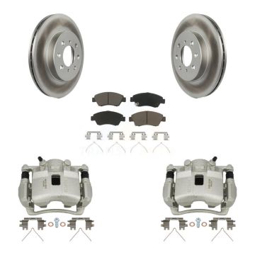 Front Disc Brake Caliper Coated Rotors And Ceramic Pads Kit For Honda Civic KCG-100614C