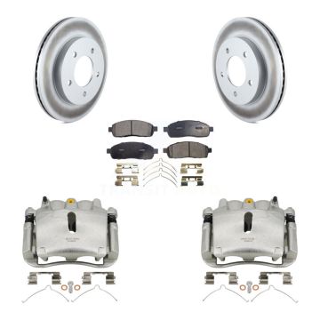 Front Brake Caliper Coat Rotor Semi-Metallic Pad Kit For 04 Ford F-150 With 5 Lug Wheels KCG-100614P