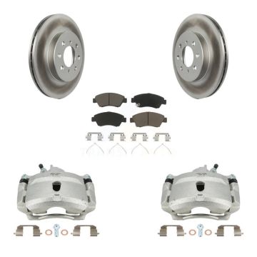 Front Brake Caliper Coat Rotor & Ceramic Pad Kit For 04-05 Honda Civic With 4 Lug Wheels KCG-100616C
