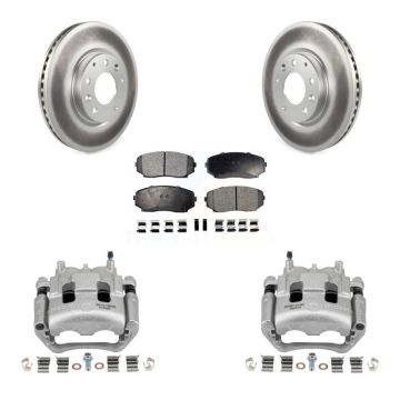 Front Disc Brake Caliper Coated Rotor And Semi-Metallic Pad Kit For Mazda CX-7 Ford Edge KCG-100617P