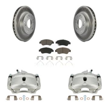 Front Brake Caliper Coat Rotor & Ceramic Pad Kit For 04-05 Honda Civic With 5 Lug Wheels KCG-100618C