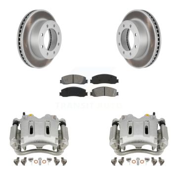 Front Brake Caliper Coat Rotor Semi-Metallic Pad Kit For Ford F-350 Super Duty F-250 4WD KCG-100619S