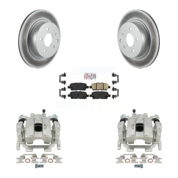 Rear Disc Brake Caliper Coat Rotor Ceramic Pad Kit For INFINITI QX50 G25 Nissan 370Z Q40 KCG-100624N