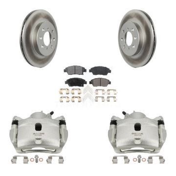 Front Disc Brake Caliper Coated Rotor And Ceramic Pad Kit For 2014 Honda Fit LX Sport DX KCG-100624T