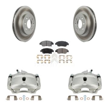 Front Brake Caliper Coat Rotor & Ceramic Pad Kit For 04-05 Honda Civic With 4 Lug Wheels KCG-100627T