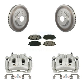Front Disc Brake Caliper Coat Rotor & Semi-Metallic Pad Kit For Hyundai Santa Fe XL 3.3L KCG-100628S