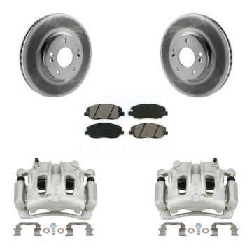 Front Disc Brake Caliper Coat Rotor Semi-Metallic Pad Kit For 2007-2009 Hyundai Santa Fe KCG-100629S