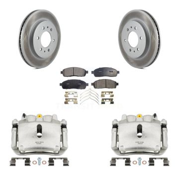 Front Brake Caliper Coat Rotor And Ceramic Pad Kit For 2009 Ford F-150 With 6 Lug Wheels KCG-100631T