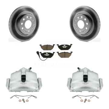 Front Disc Brake Caliper Coated Rotors And Ceramic Pads Kit For Volkswagen Jetta KCG-100637C