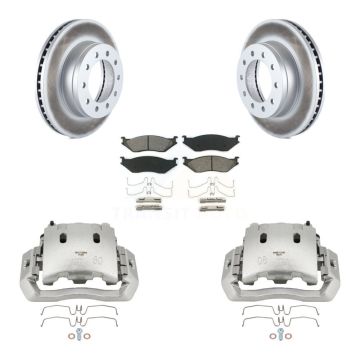 Front Brake Caliper Coat Rotor And Semi-Metallic Pad Kit For Ford F-450 Super Duty F-550 KCG-100637S