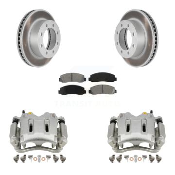 Front Brake Caliper Coat Rotor And Semi-Metallic Pad Kit For Ford F-250 Super Duty F-350 KCG-100638S