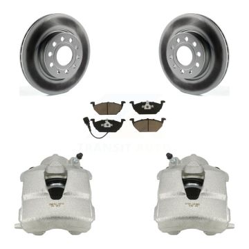 Front Disc Brake Caliper Coated Rotors And Ceramic Pads Kit For Volkswagen Jetta KCG-100639C