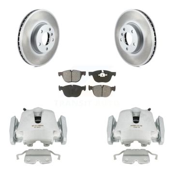 Front Disc Brake Caliper Coated Rotors And Semi-Metallic Pads Kit For BMW X5 X6 KCG-100639S