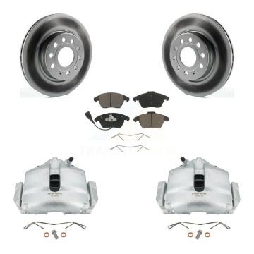 Front Disc Brake Caliper Coat Rotor & Ceramic Pad Kit For Volkswagen GTI Audi A3 Quattro KCG-100641C