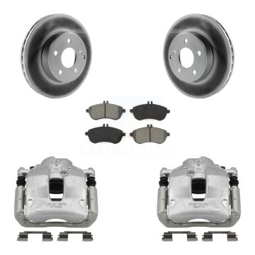 Front Disc Brake Caliper Coated Rotors And Semi-Metallic Pads Kit For Mercedes-Benz C250 KCG-100641S