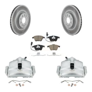 Front Disc Brake Caliper Coated Rotors And Ceramic Pads Kit For 2010 Volkswagen CC 3.6L KCG-100642C
