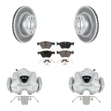 Front Disc Brake Caliper Coated Rotors And Semi-Metallic Pads Kit For BMW 323i KCG-100642P