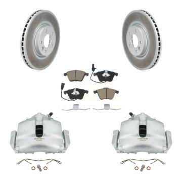 Front Disc Brake Caliper Coated Rotors And Ceramic Pads Kit For 2010 Volkswagen CC 3.6L KCG-100643C